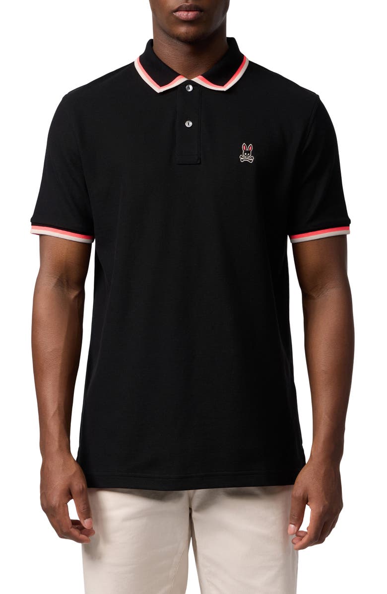 Psycho Bunny Kingsbury Tipped Piqué Polo, Main, color, 