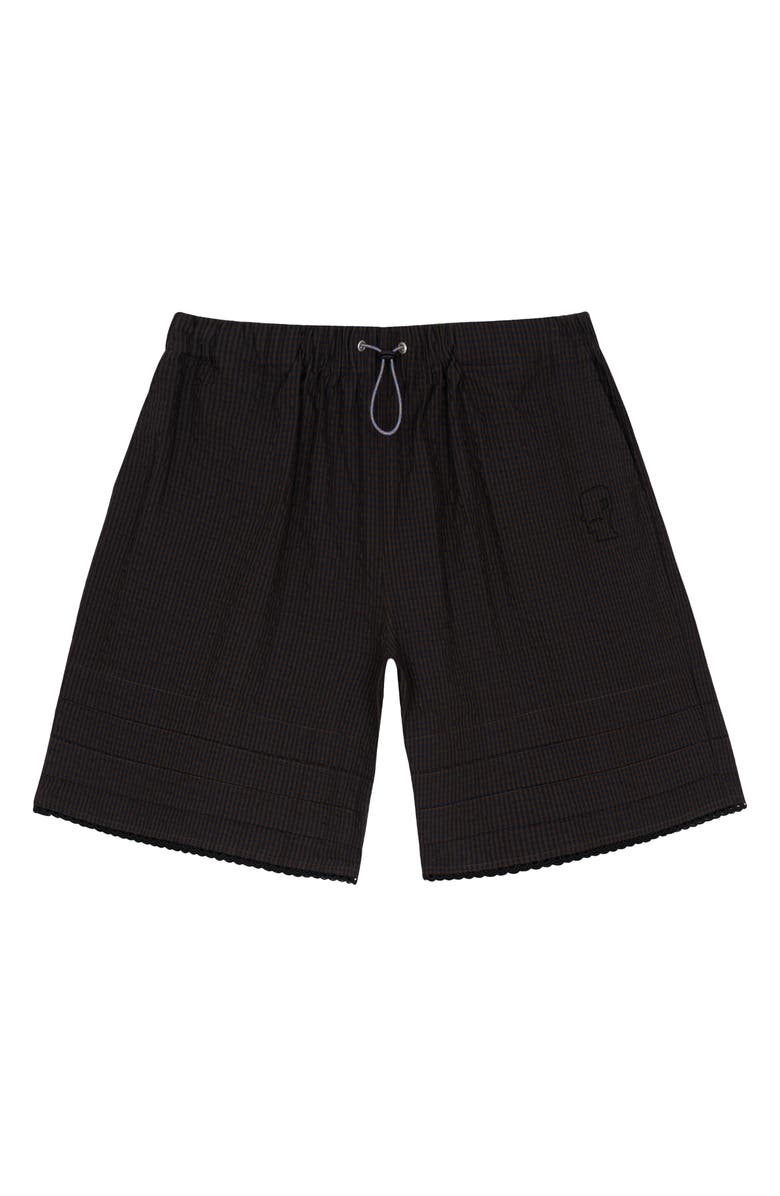 Brain Dead Gingham Seersucker Shorts, Main, color, Black