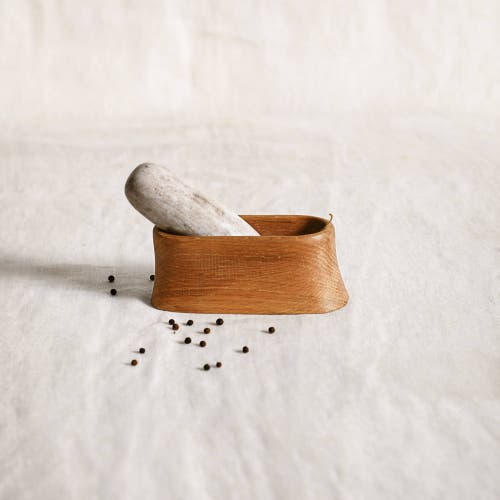 The Collective Oak Mortar And Marble Pestle In Natural