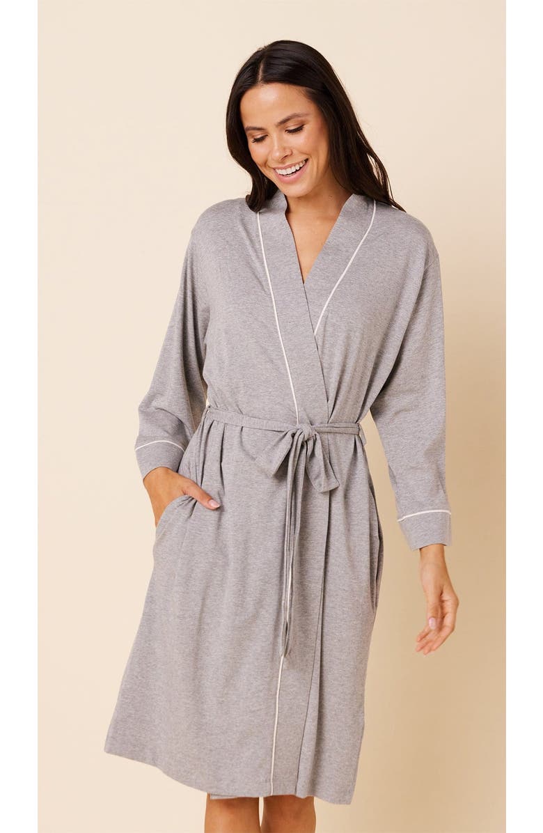 The Cat's Pajamas Pima Knit Kimono Robe, Main, color, Classic Heather Grey