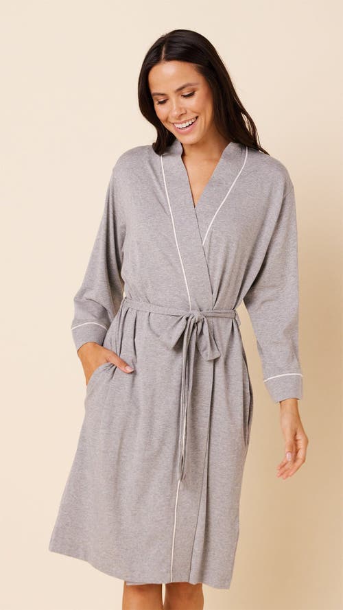 The Cat's Pajamas Pima Knit Kimono Robe In Gray