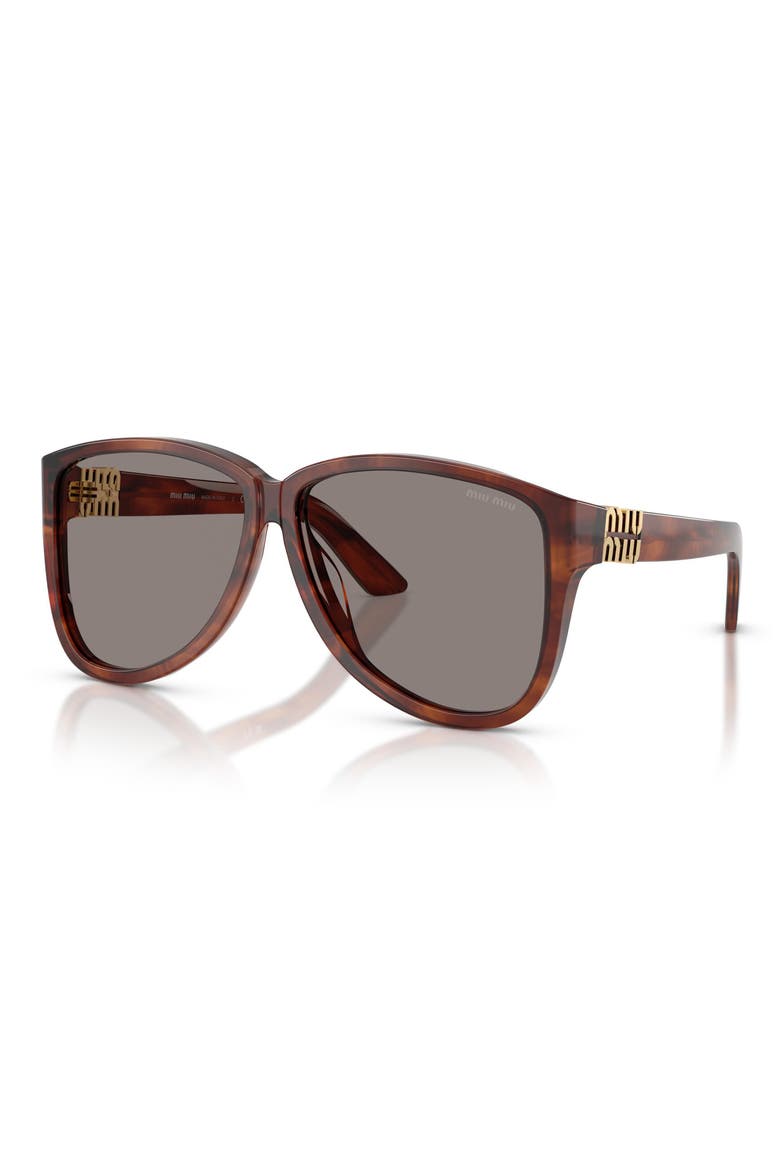 61mm Oversize Pilot Sunglasses, Alternate, color, STRIPED TOBACCO / DARK GREY