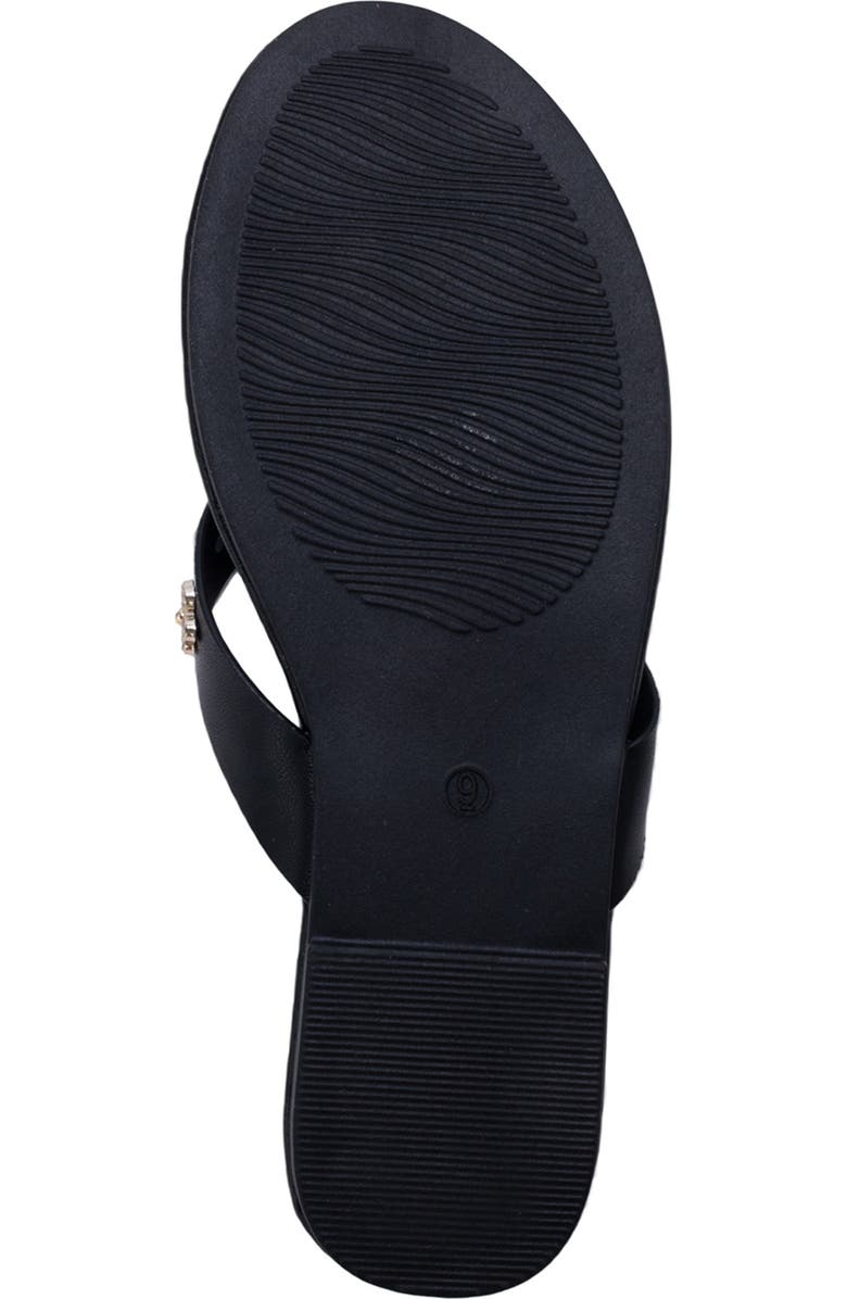 bebe Flower Charm Thong Sandal, Alternate, color, Black