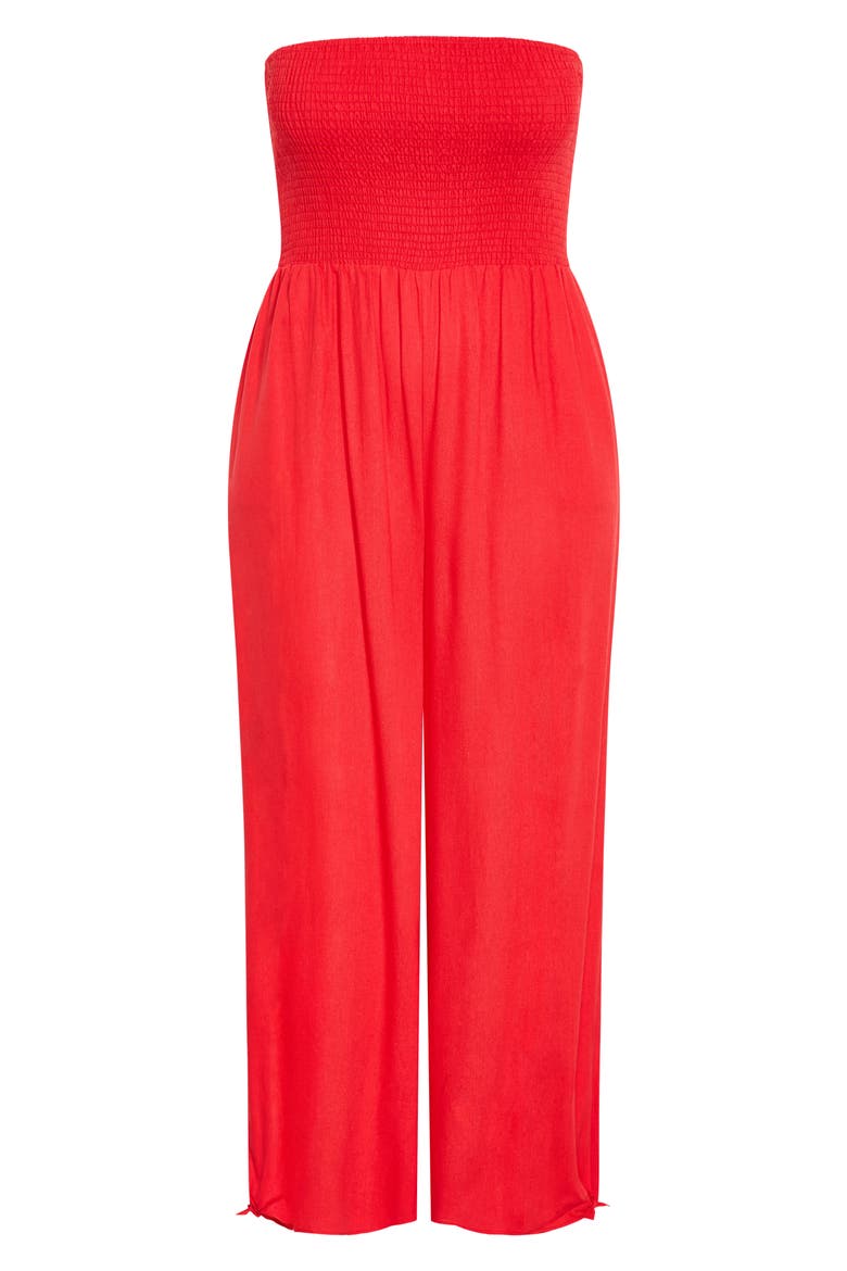 Ally Smocked Strapless Wide Leg Jumpsuit, Alternate, color, TIGERLILLY