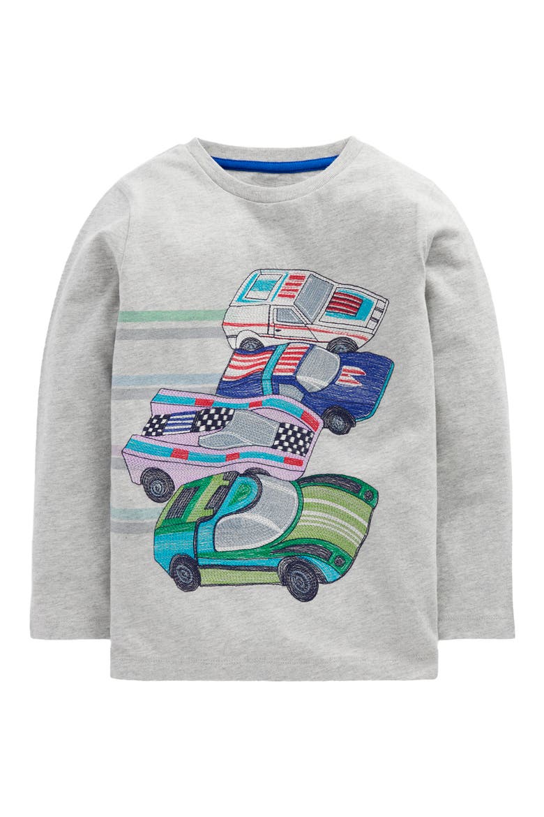 Kids' Superstitch Racing Cars Long Sleeve T-Shirt, Main, color, GREY MARL RACING CARS