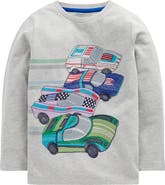 Mini Boden Kids' Superstitch Racing Cars Long Sleeve T-Shirt
