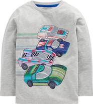 Mini Boden Kids' Superstitch Racing Cars Long Sleeve T-Shirt