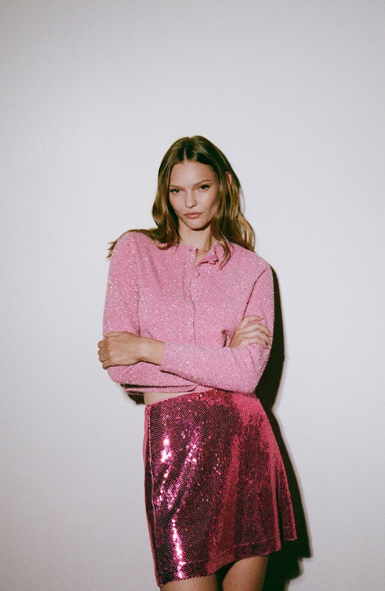 French Connection Sadie Sequin Miniskirt, Alternate, color, Taffy Pink