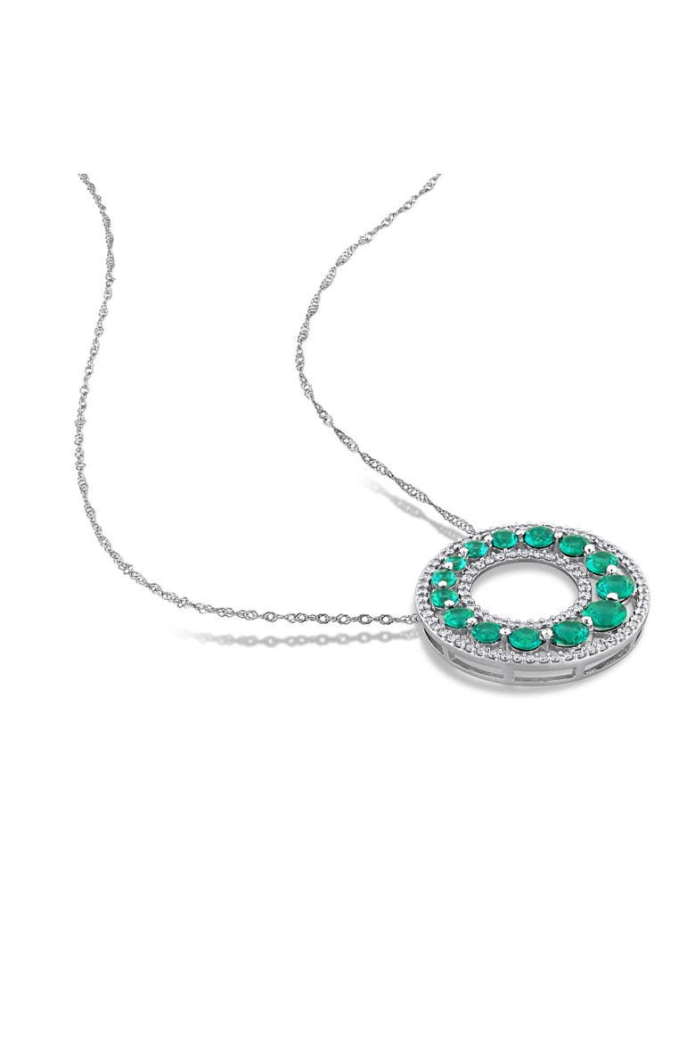 Lab-Created Emerald & Diamond Circle Necklace 14k, Alternate, color, Lab-Created Emerald