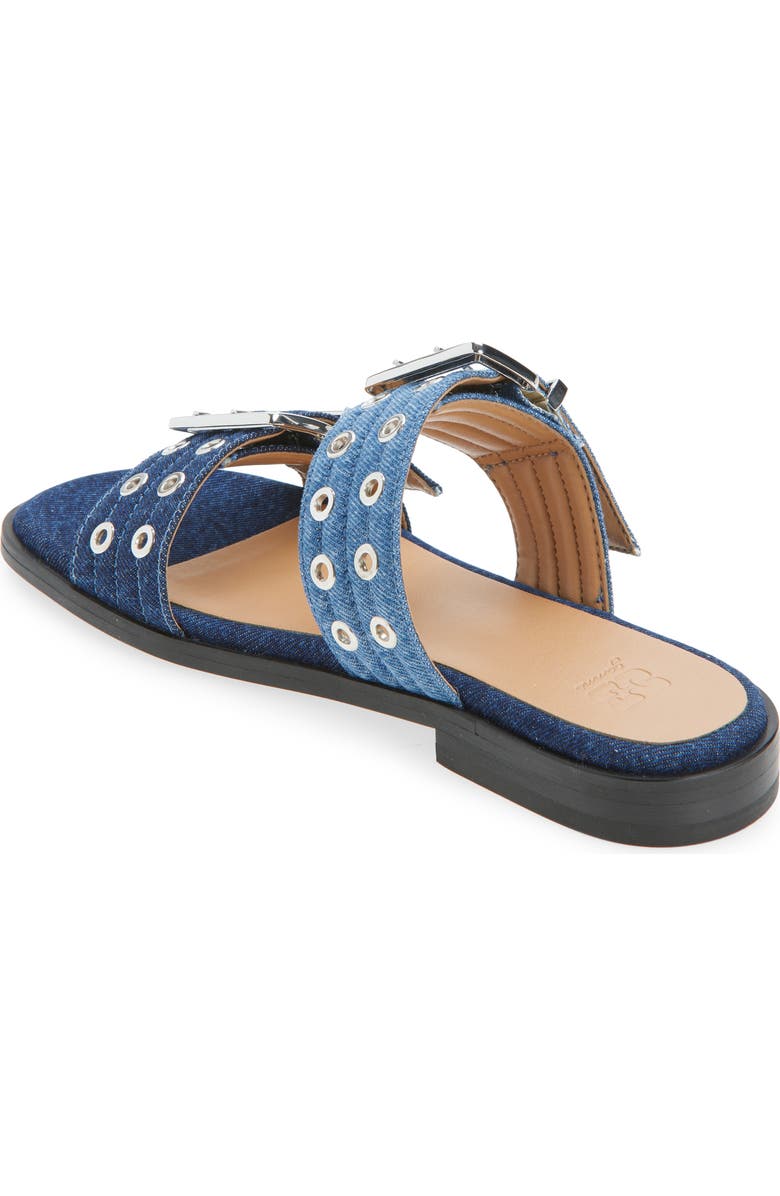Ganni Feminine Buckle Strap Denim Slide Sandal, Alternate, color, Mid Blue Vintage