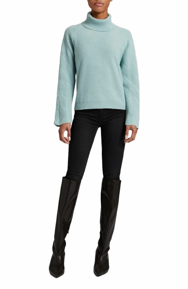 Santorelli Dana Cowl Neck Sweater with Bell Sleeves, Alternate, color, Sage