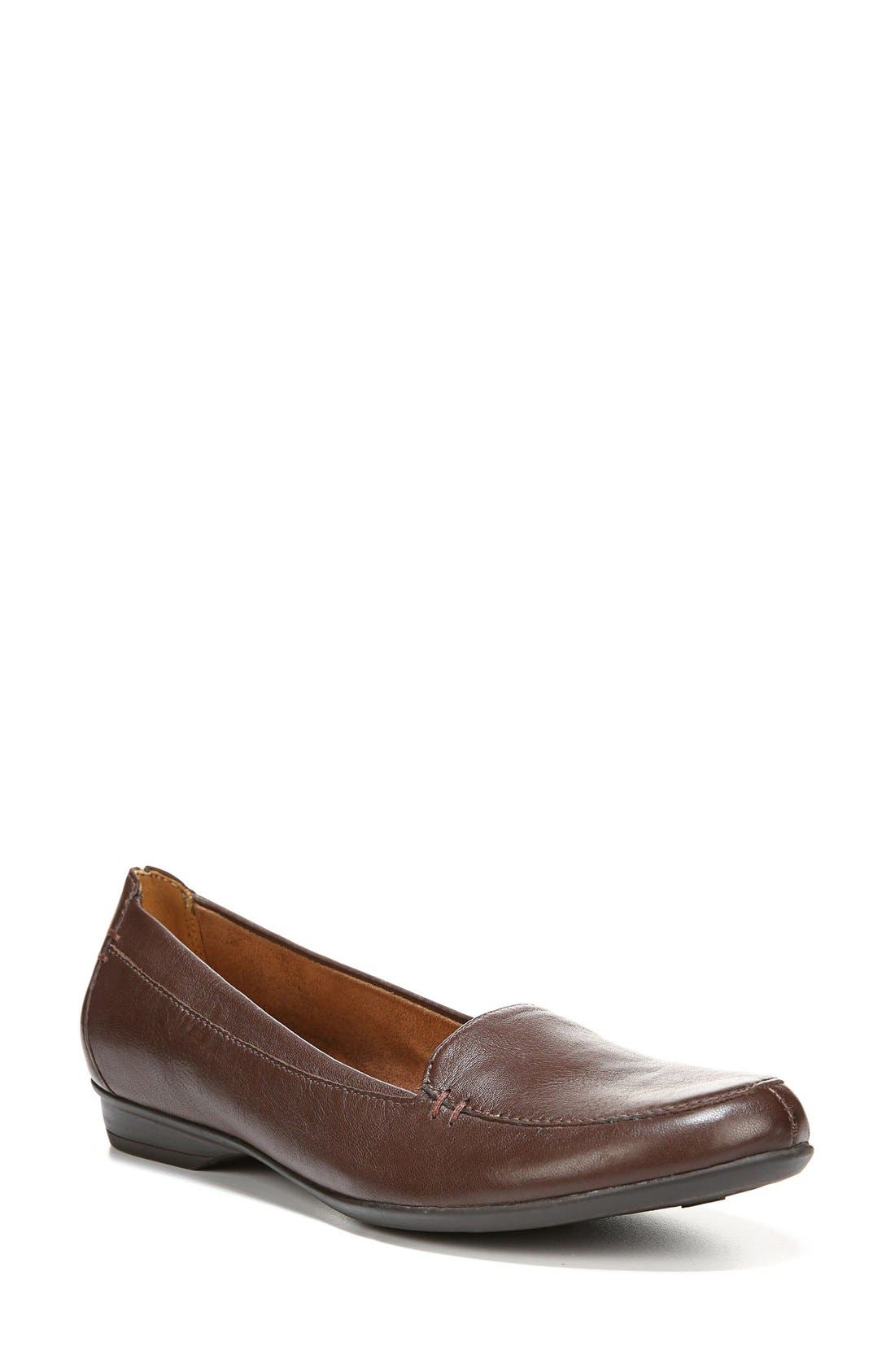 'Saban' Leather Loafer, Main, color, BROWN LEATHER