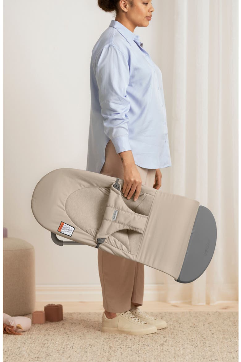 Bouncer Balance Soft with Free Flying Friends Toy & Travel Bag, Alternate, color, SAND GREY