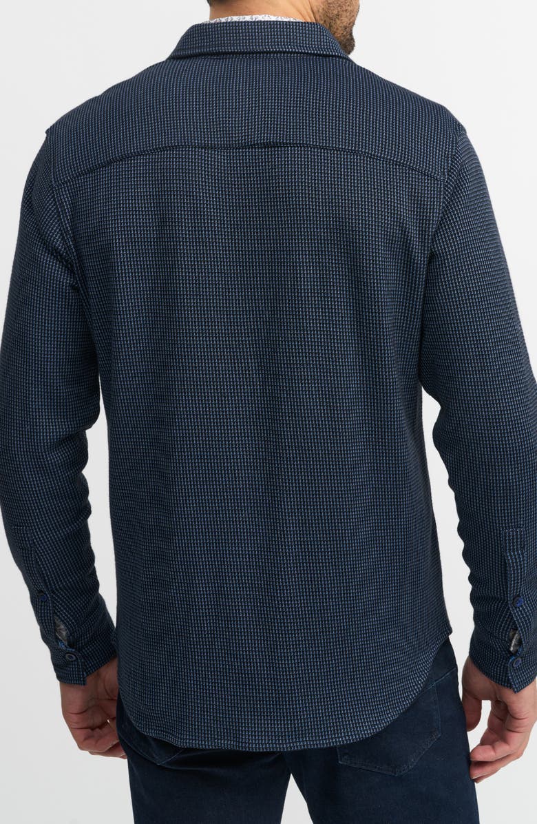 Robert Graham Bressett Houndstooth Knit Button-Up Shirt, Alternate, color, Navy