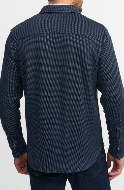 Robert Graham Bressett Houndstooth Knit Button-up Shirt In Blue