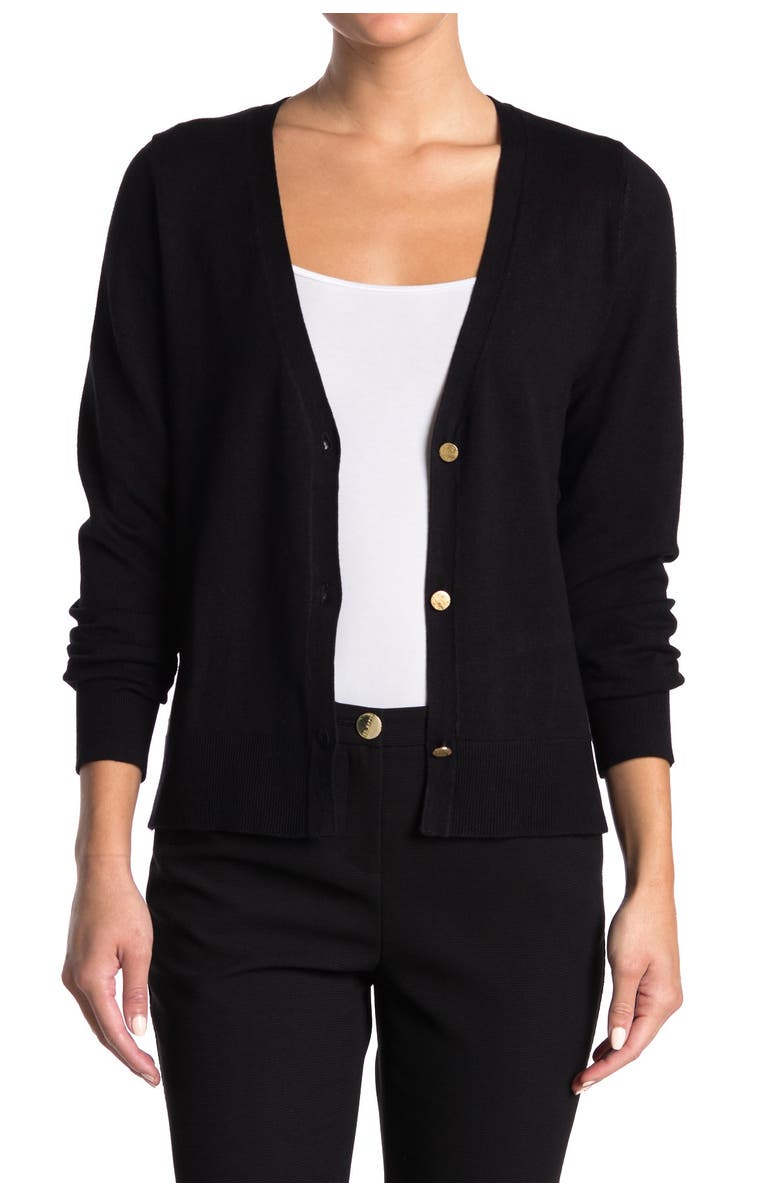 T Tahari Long Sleeve V-Neck Cardigan, Main, color, 