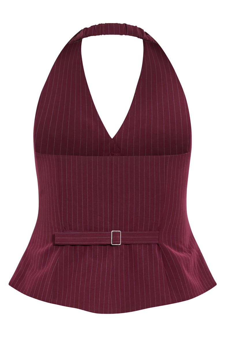 Cora Halter Pinstripe Vest, Alternate, color, BERRY/ BLUE STR