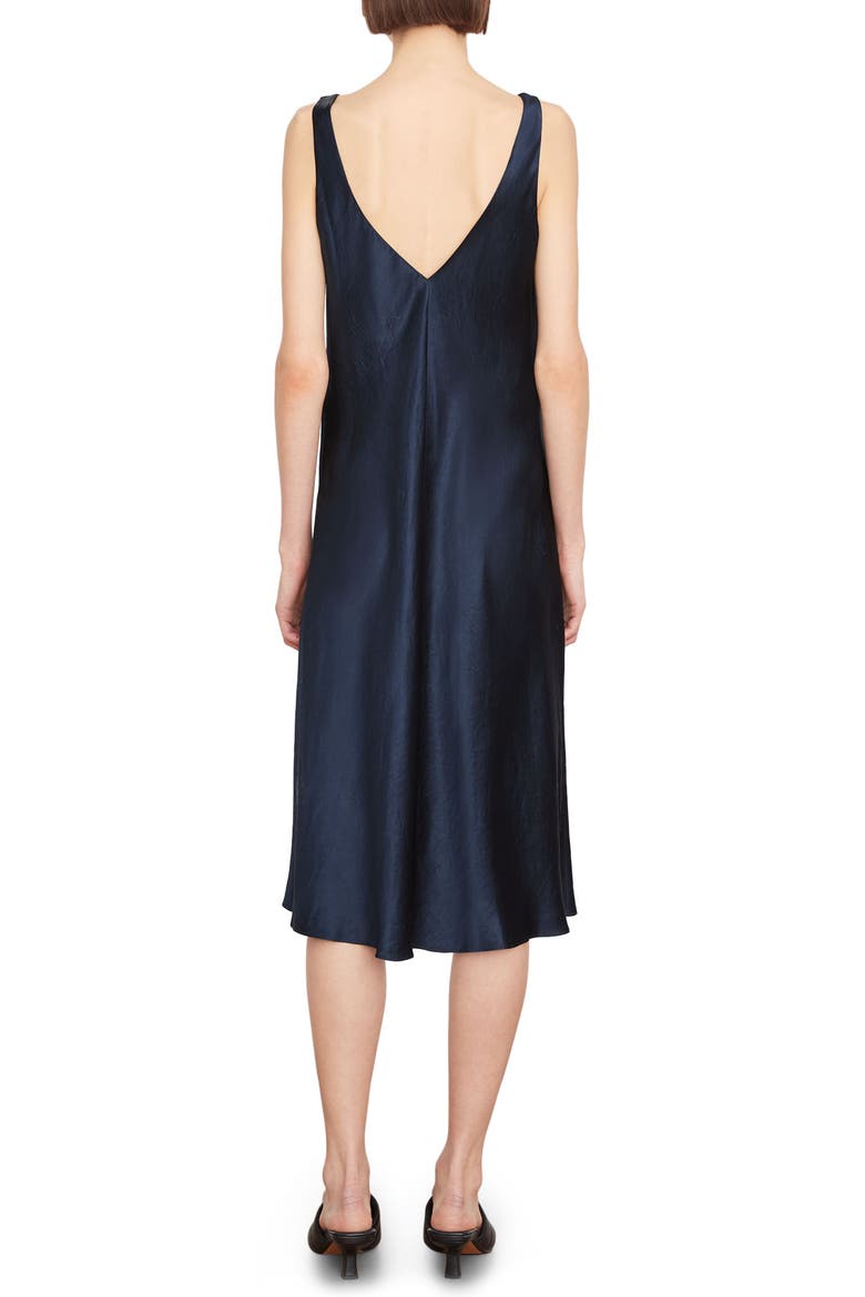 Double V-Neck Satin Midi Slipdress, Alternate, color, COASTAL