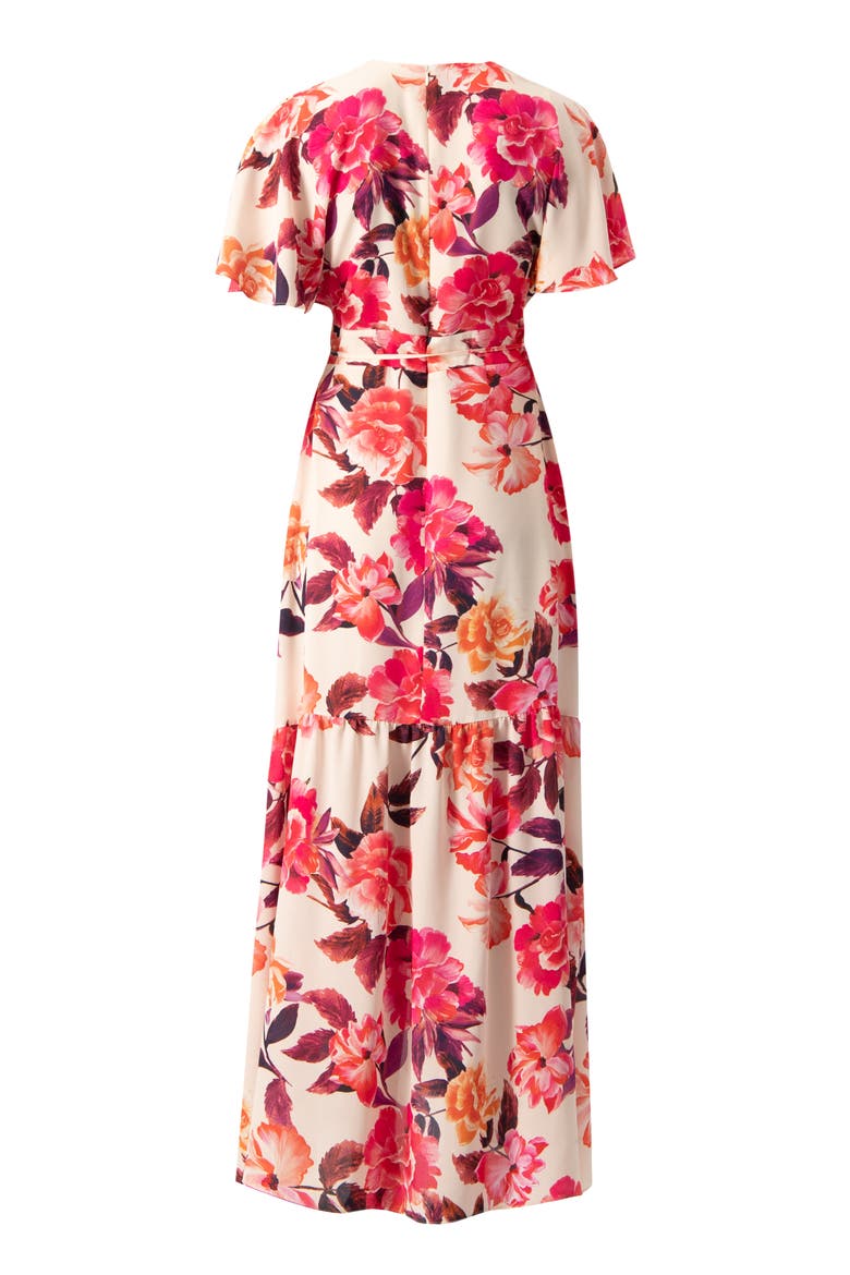 Crossed V-Neck Wrap  Floral Maxi Dress, Alternate, color, Ivory