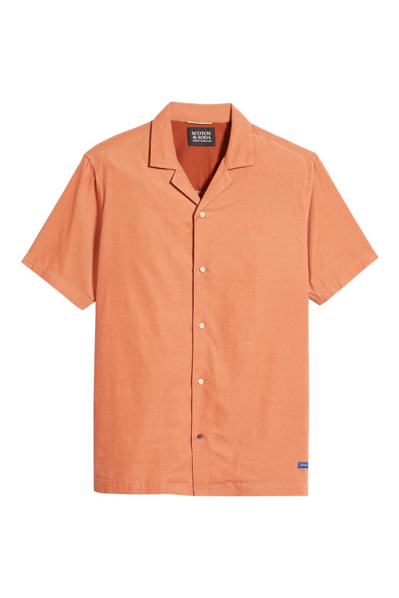 Short Sleeve Corduroy Button-Up Shirt, Alternate, color, MARS