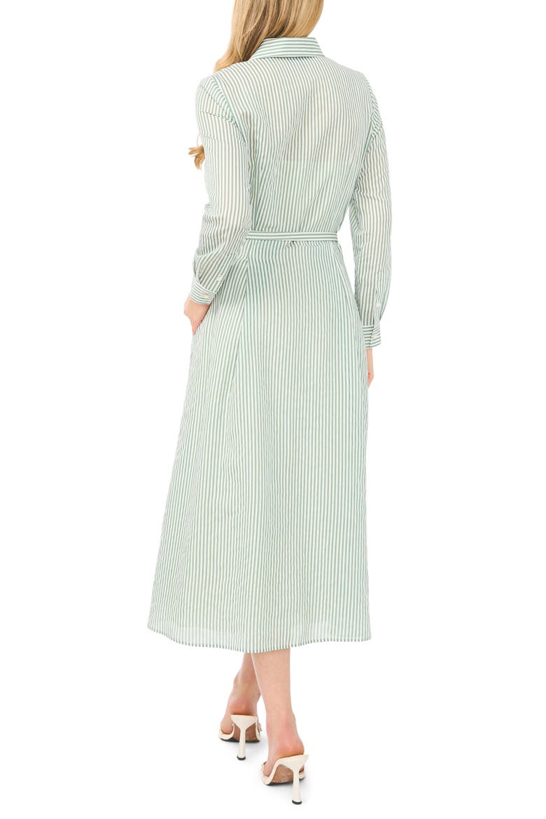 Lynn Vertical Stripe Button-Up Midi Shirtdress, Alternate, color, FAIRWAY