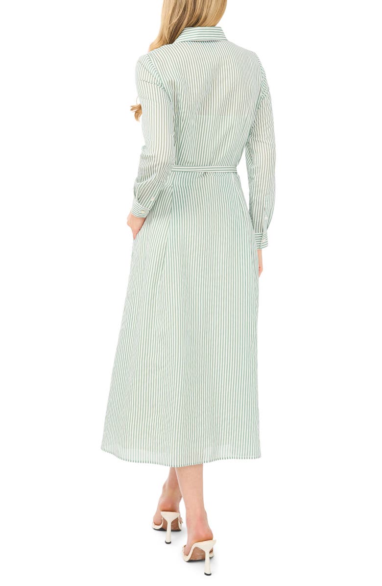 Ted Baker Lynn Vertical Stripe Button-Up Midi Shirtdress, Alternate, color, Fairway