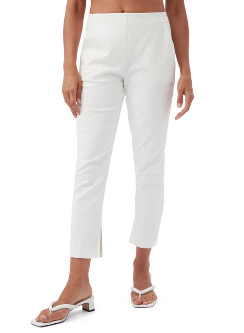 Trina Turk Textured Cotton Straight Leg Pop Pant In Whitewash