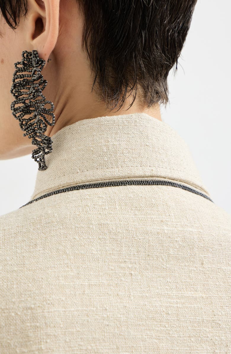 Brunello Cucinelli Crop caban jacket with monili, Alternate, color, Beige