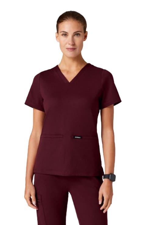 Cesi Women's 2-Pocket Slim Knit V-Neck Scrub Top