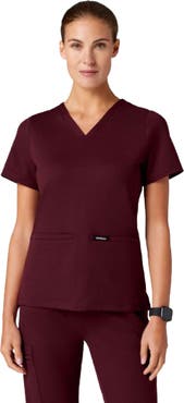 JAANUU Cesi Women's 2-Pocket Slim Knit V-Neck Scrub Top