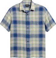Pendleton Dawson Plaid Short Sleeve Linen Blend Button-Up Shirt