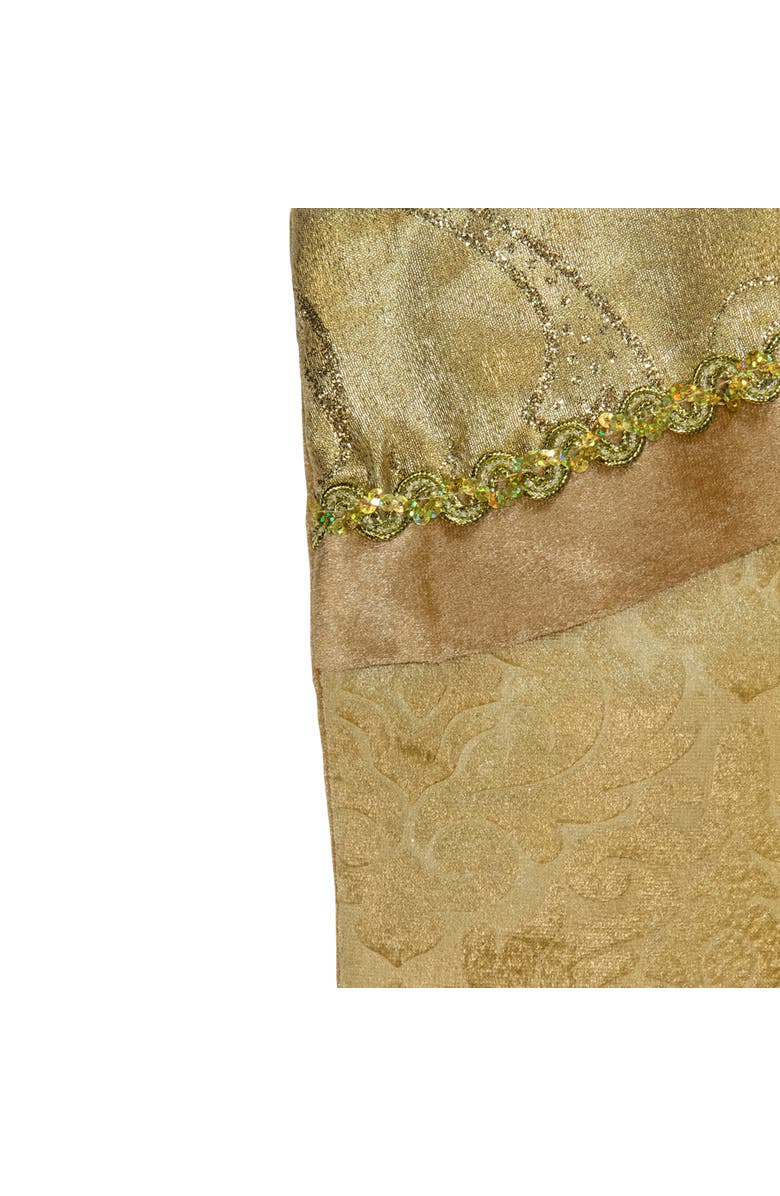 Northlight 20.5" Gold Etched Velvet Christmas Stocking with Glitter Print and Metallic Trim, Alternate, color, Gold