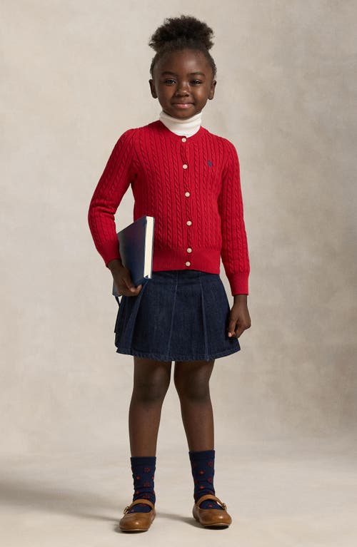 Polo Ralph Lauren Kids' Mini Cable Knit Cardigan In Red