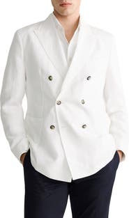 MANGO Slim Fit Linen Blend Suit Jacket