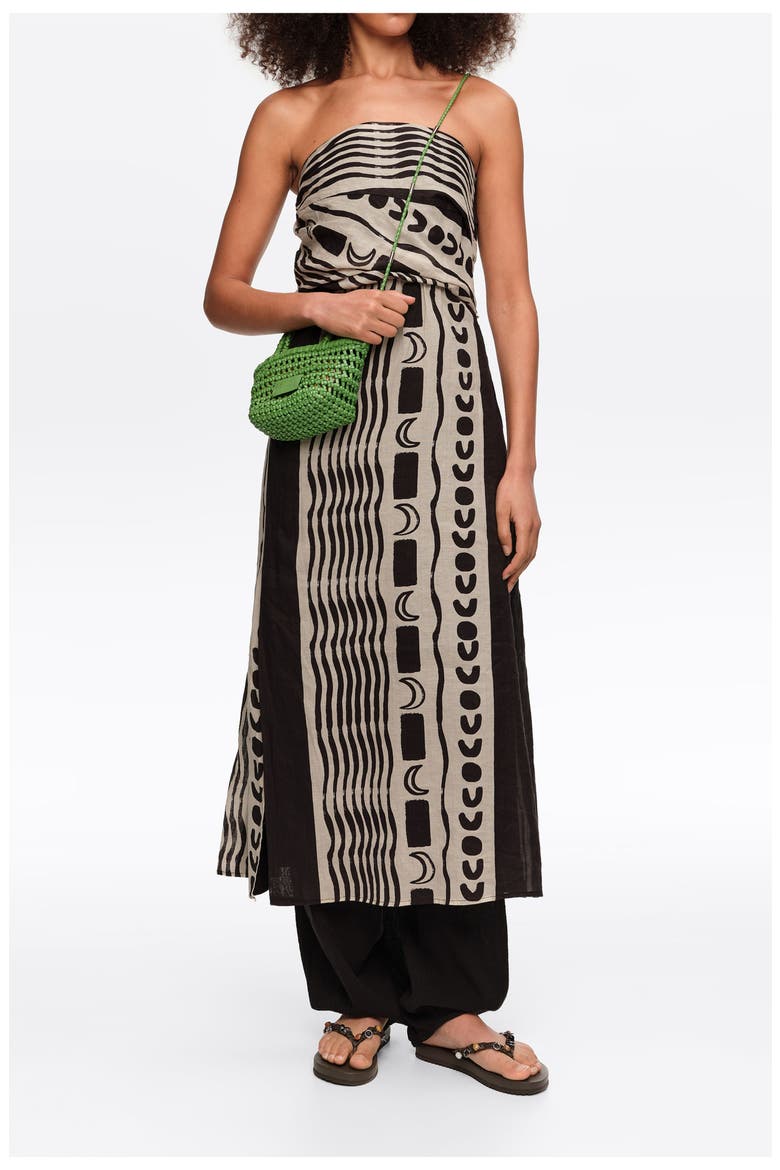 Strapless Moon Stripes Dress, Alternate, color, Moon stripes WHITE