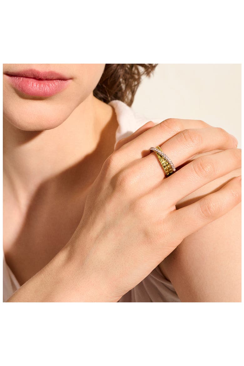 JH Essential Pavé Crossover Ring, Gold, Diamonds, Alternate, color, GOLD