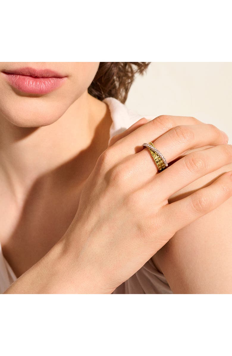 John Hardy JH Essential Pavé Crossover Ring, Gold, Diamonds, Alternate, color, Gold