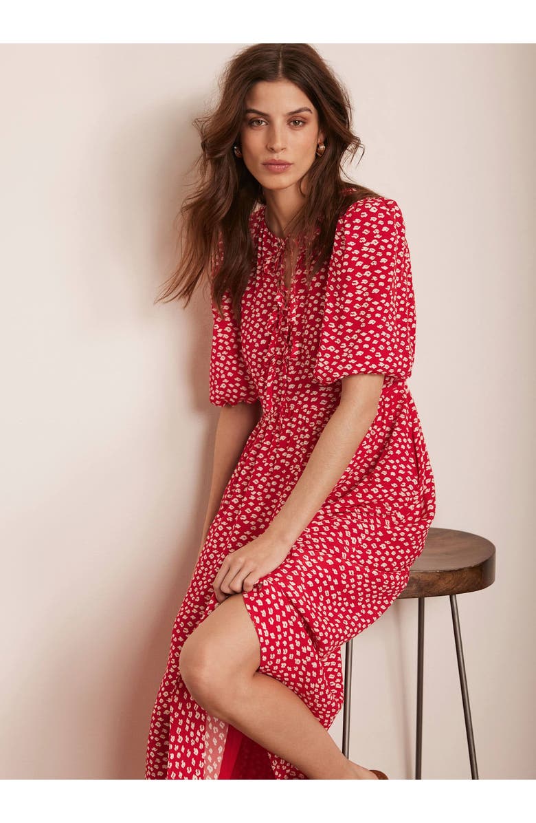 MINT VELVET Lips Print Midi Dress, Alternate, color, Red