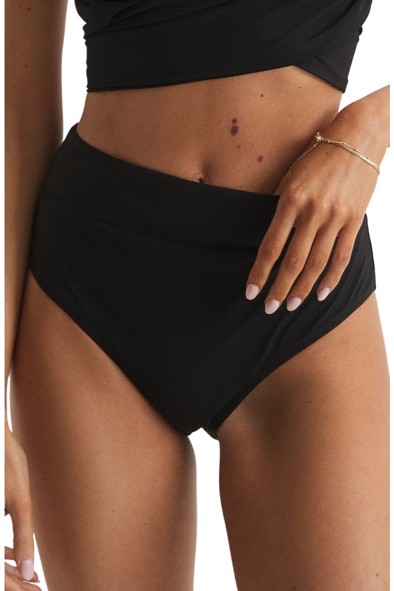 Cristina High Waist Bikini Bottoms, Main, color, BLACK