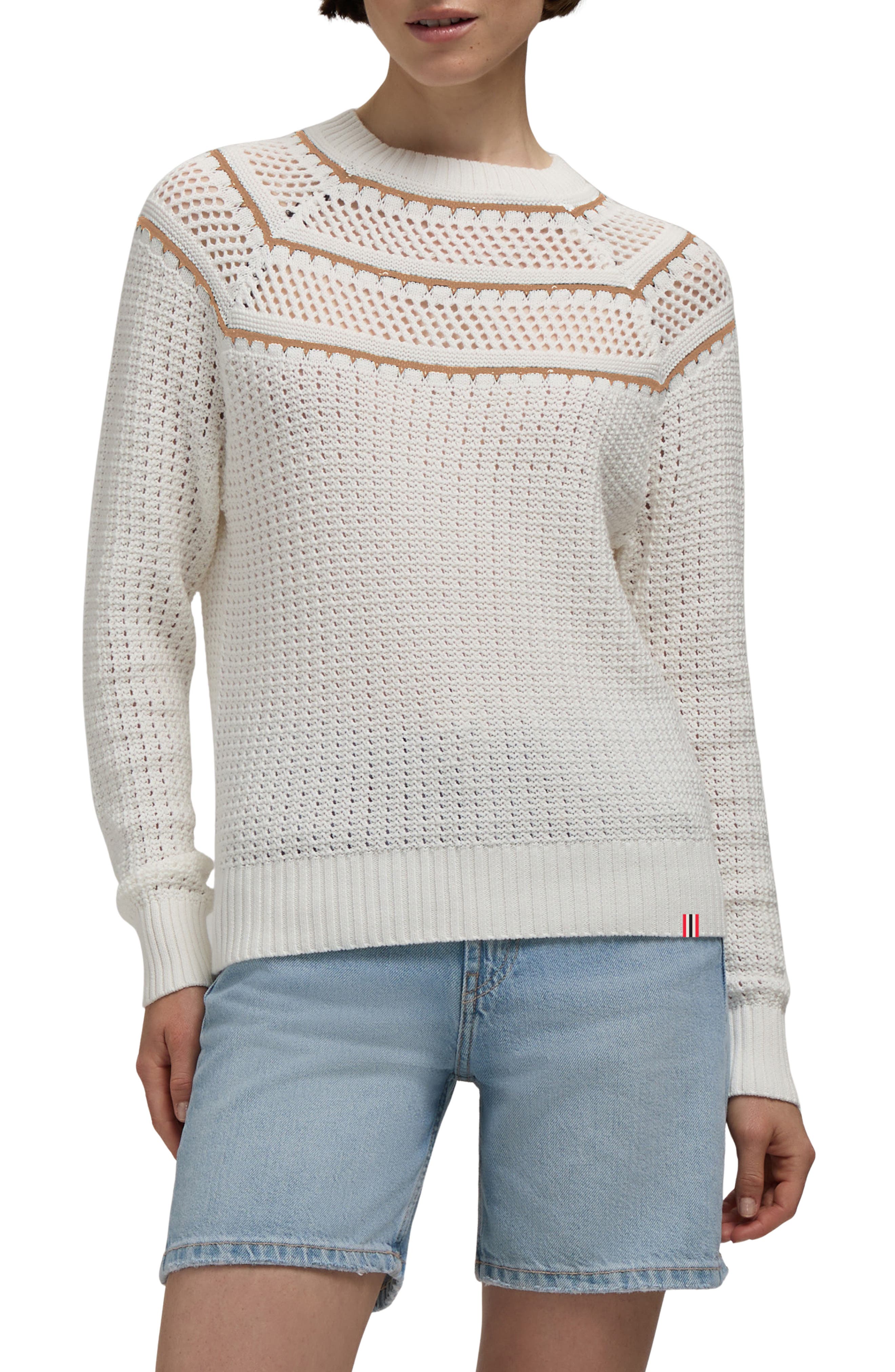 Hunter Pointelle Knit Cotton Sweater