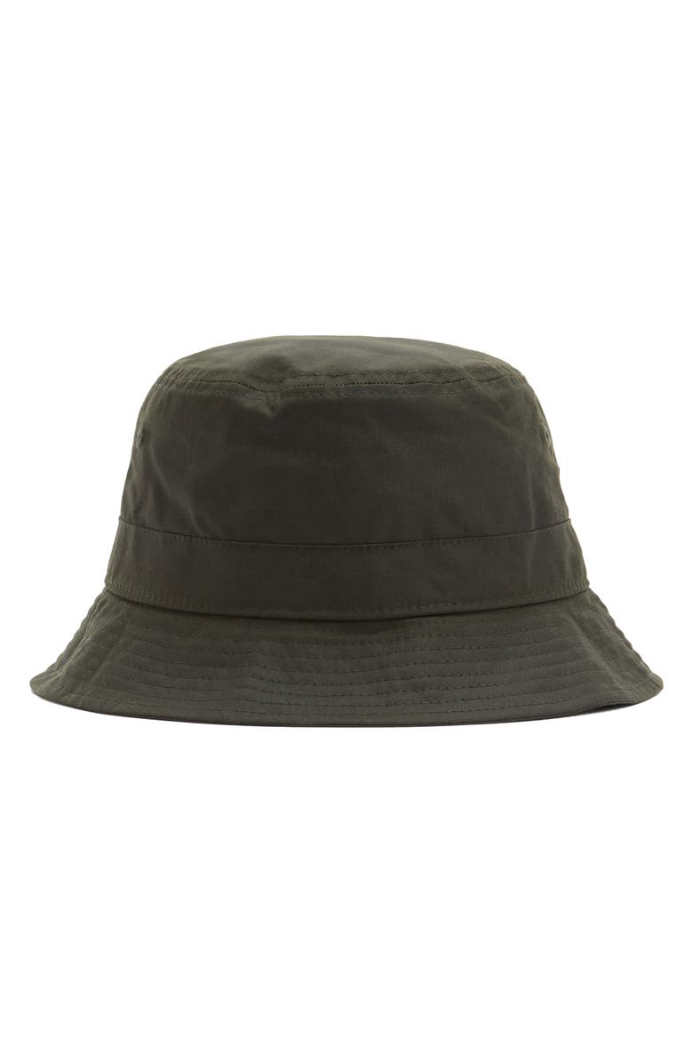 Barbour Belsay Waxed Cotton Bucket Hat, Alternate, color, Fern