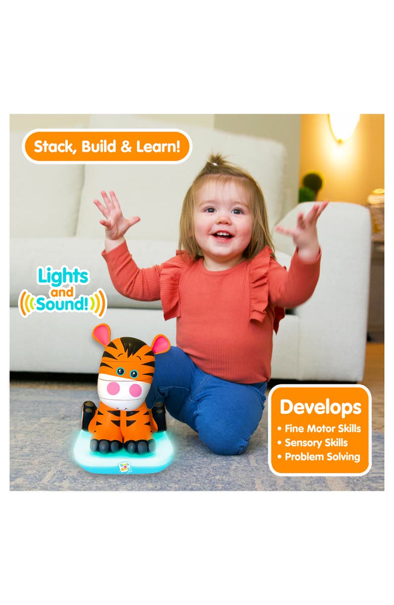 Stack-a-Roos Stackaroos Pals Baby Tiger Lights & Sounds, 5 Piece Stacking Animal Tower, Alternate, color,