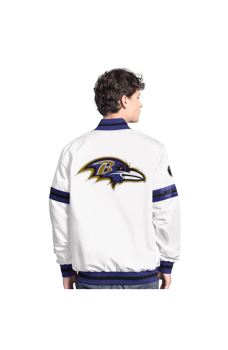 STARTER Men's Starter  White Baltimore Ravens Scout Full-Snap Varsity Jacket, Alternate, color, 
