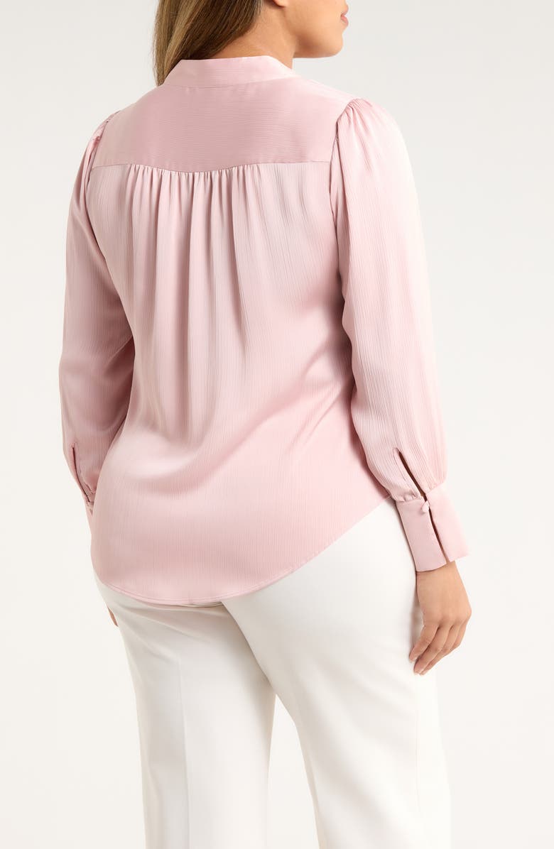 Anne Klein Pleat Front Split Neck Top, Alternate, color, Pink Blush