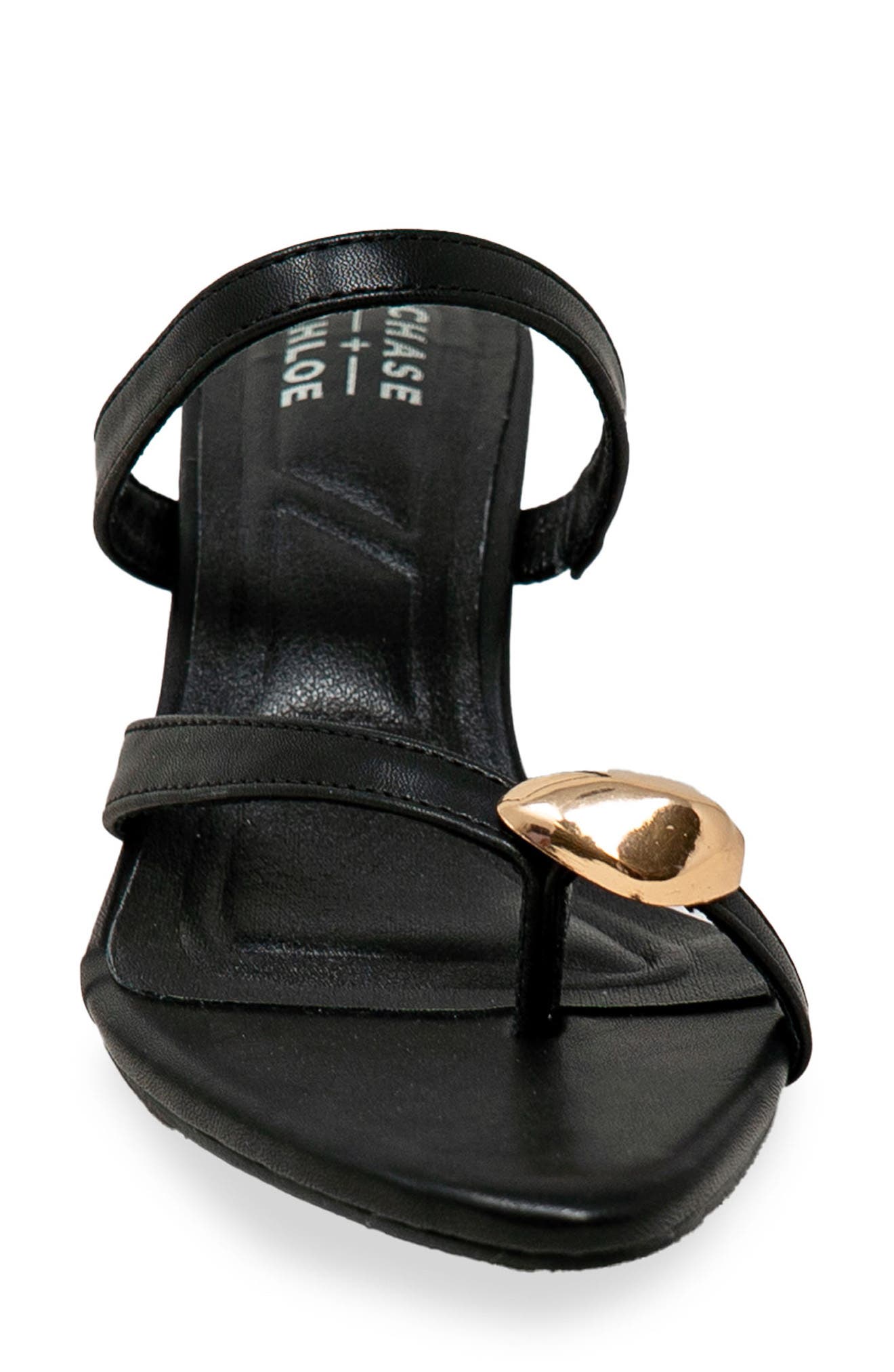 CHASE AND CHLOE Post Toe Kitten Heel Mule Sandal, Alternate, color, Black