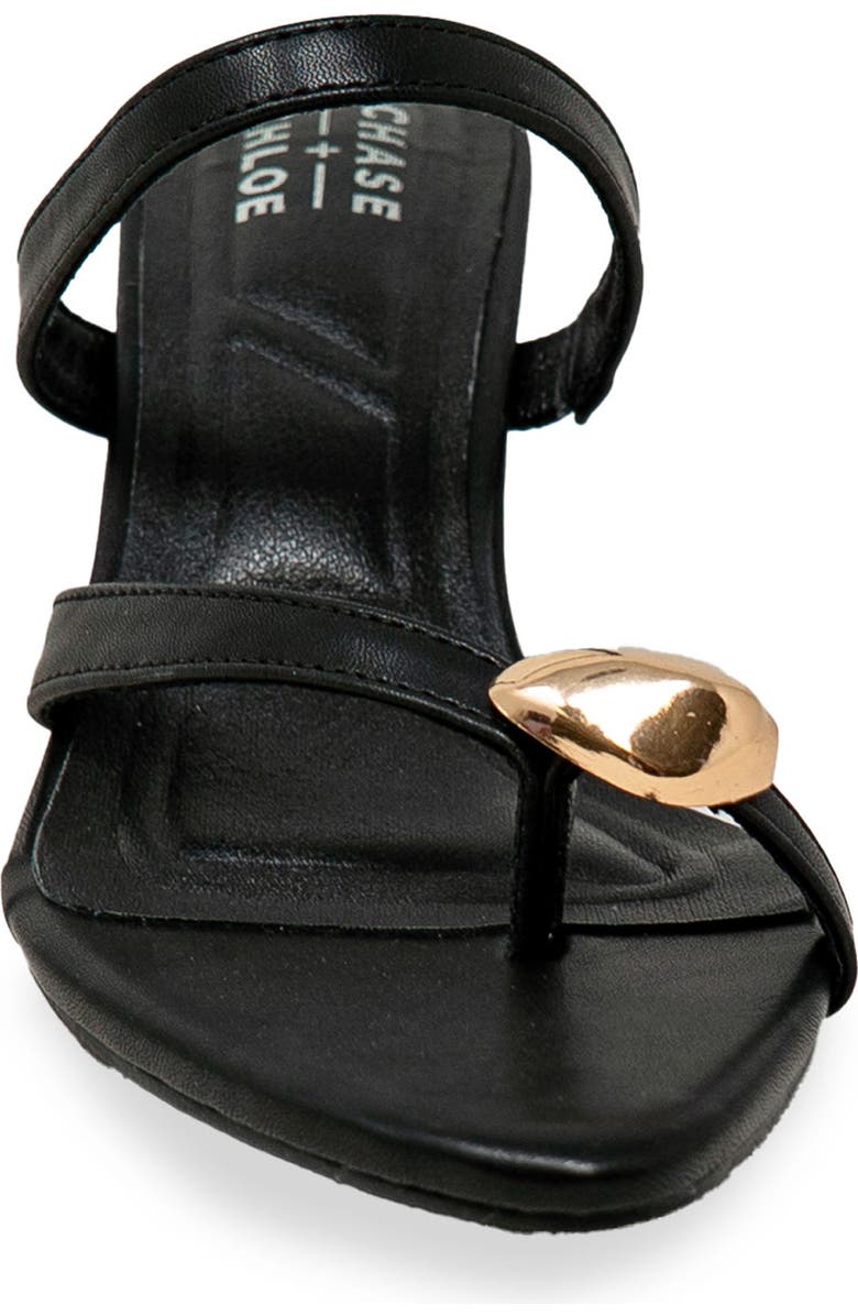 CHASE AND CHLOE Post Toe Kitten Heel Mule Sandal, Alternate, color, Black