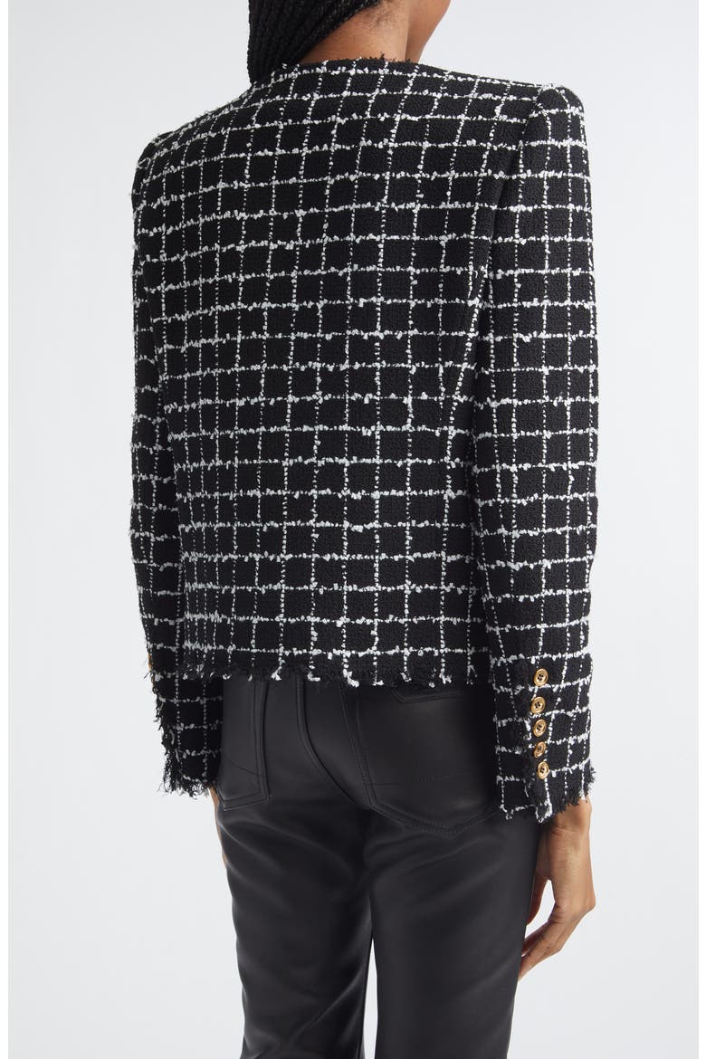 Square Tweed Crop Spencer Jacket, Alternate, color, EAB BLK/ WHITE