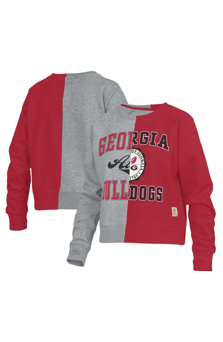 PRESSBOX Women's Pressbox Heather Gray Georgia Bulldogs Half and Half Raglan Pullover Sweatshirt, Main, color, Heather Gray