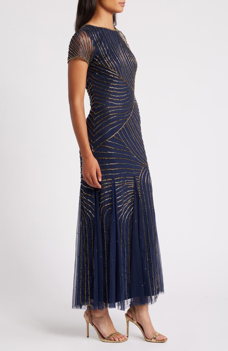 Pisarro Nights Beaded Gown, Alternate, color, Navy 410