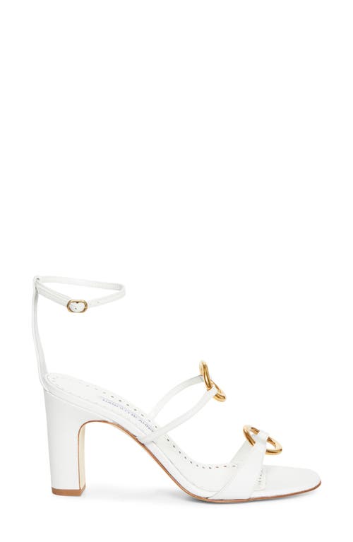 Manolo Blahnik Hisfahan Ankle Strap Sandal In White
